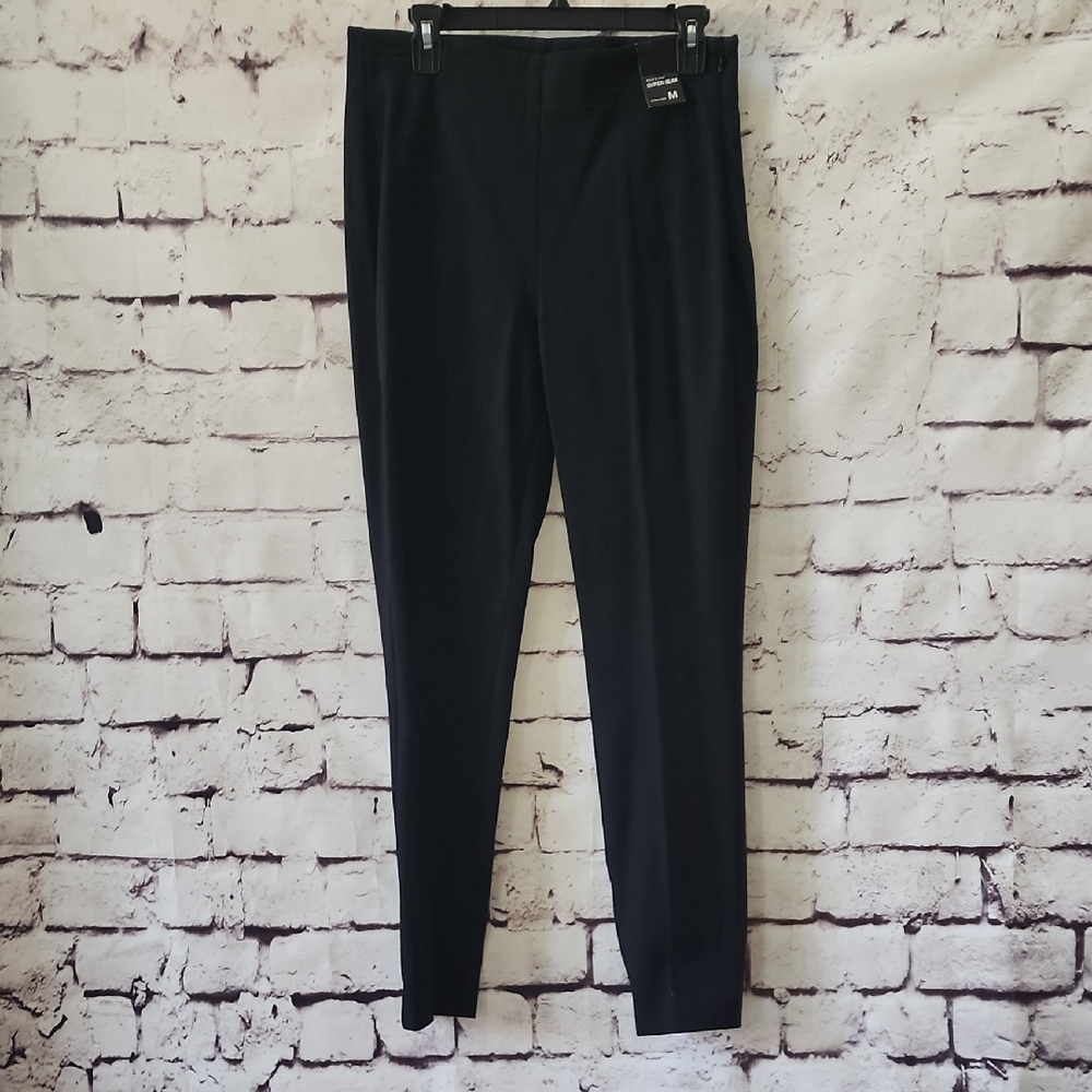 NWT 7th Avenue Womens Black Super Slim Stretch Pants Size M Casual Work Stylish